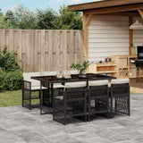 vidaXL 5-delige Tuinset met kussens poly rattan zwart