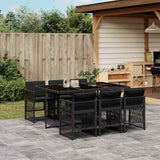 vidaXL 5-delige Tuinset met kussens poly rattan zwart