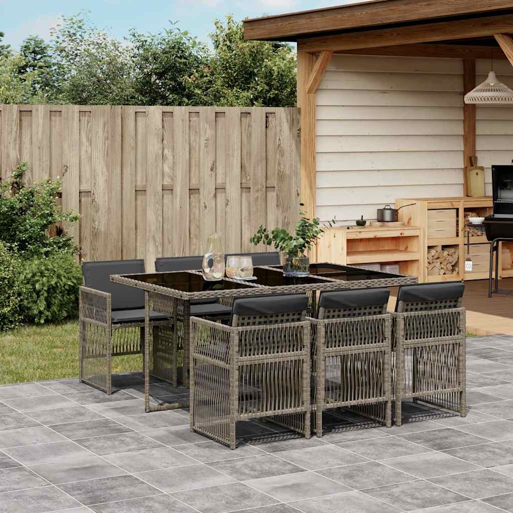 vidaXL 5-delige Tuinset met kussens poly rattan zwart