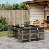 vidaXL 5-delige Tuinset met kussens poly rattan zwart