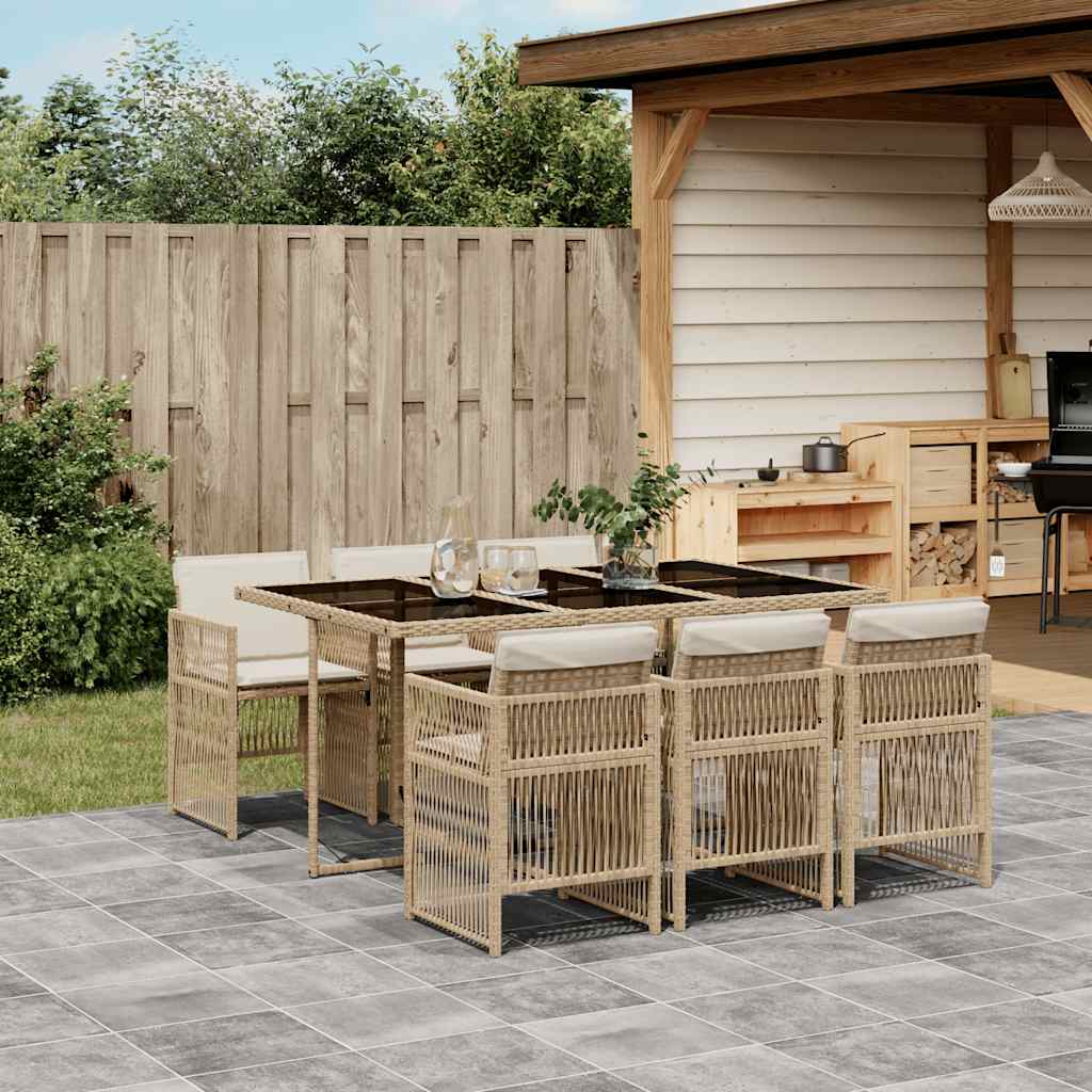 vidaXL 5-delige Tuinset met kussens poly rattan zwart