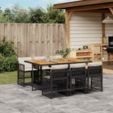 vidaXL 5-delige Tuinset met kussens poly rattan zwart