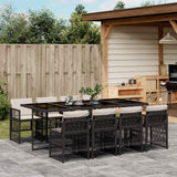 vidaXL 5-delige Tuinset met kussens poly rattan zwart