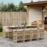 vidaXL 5-delige Tuinset met kussens poly rattan zwart