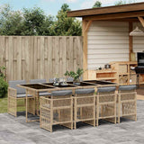 vidaXL 5-delige Tuinset met kussens poly rattan zwart
