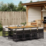 vidaXL 5-delige Tuinset met kussens poly rattan zwart
