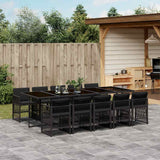 vidaXL 5-delige Tuinset met kussens poly rattan zwart
