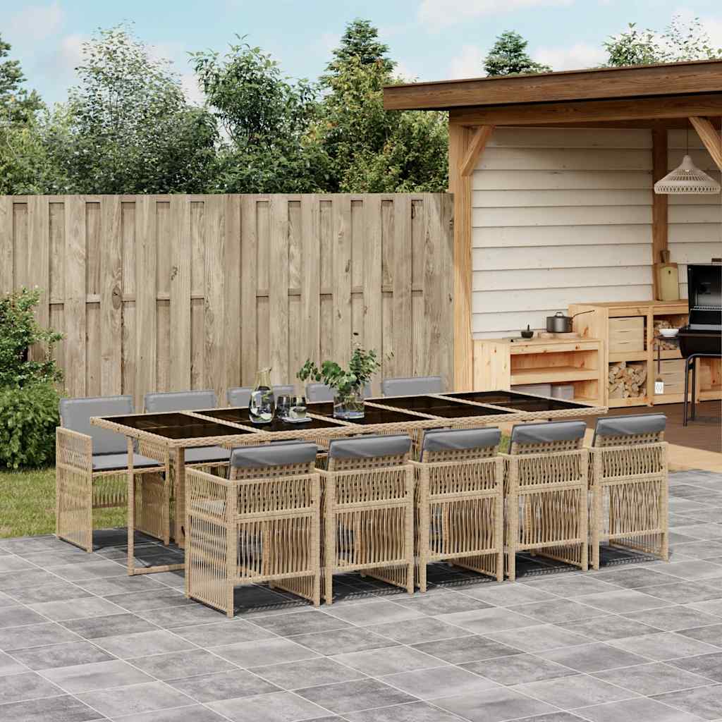 vidaXL 5-delige Tuinset met kussens poly rattan zwart
