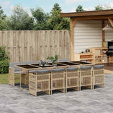 vidaXL 5-delige Tuinset met kussens poly rattan zwart