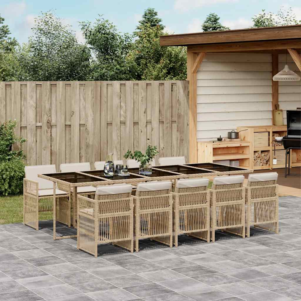vidaXL 5-delige Tuinset met kussens poly rattan zwart
