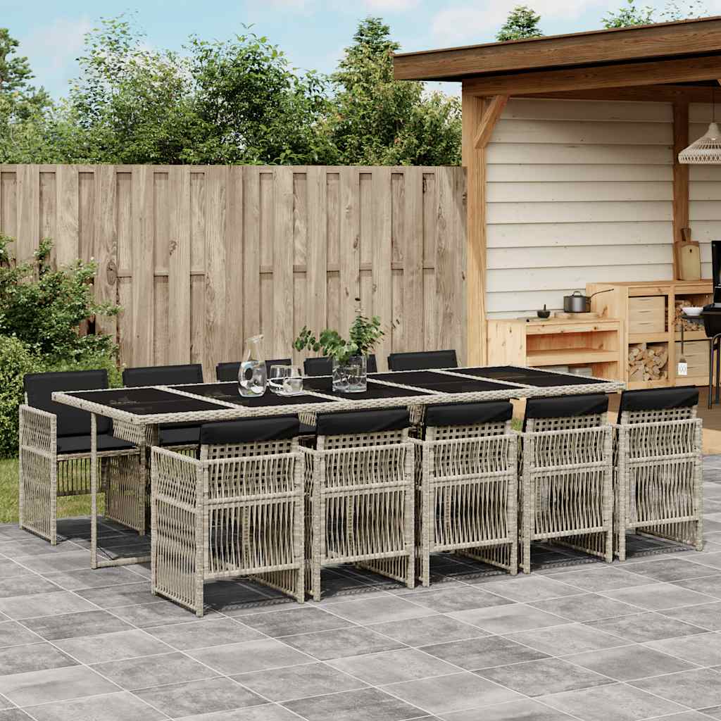 vidaXL 5-delige Tuinset met kussens poly rattan zwart