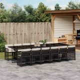 vidaXL 5-delige Tuinset met kussens poly rattan zwart