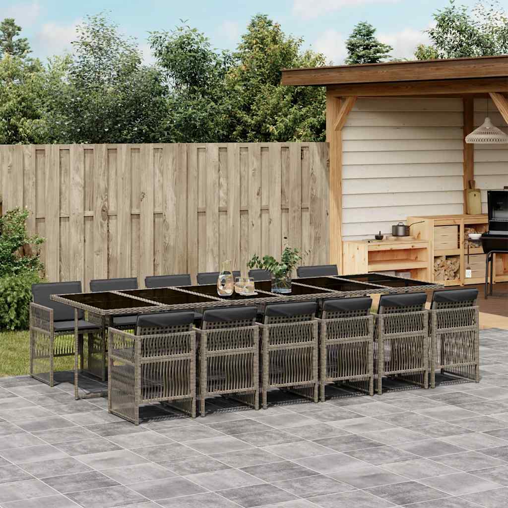 vidaXL 5-delige Tuinset met kussens poly rattan zwart