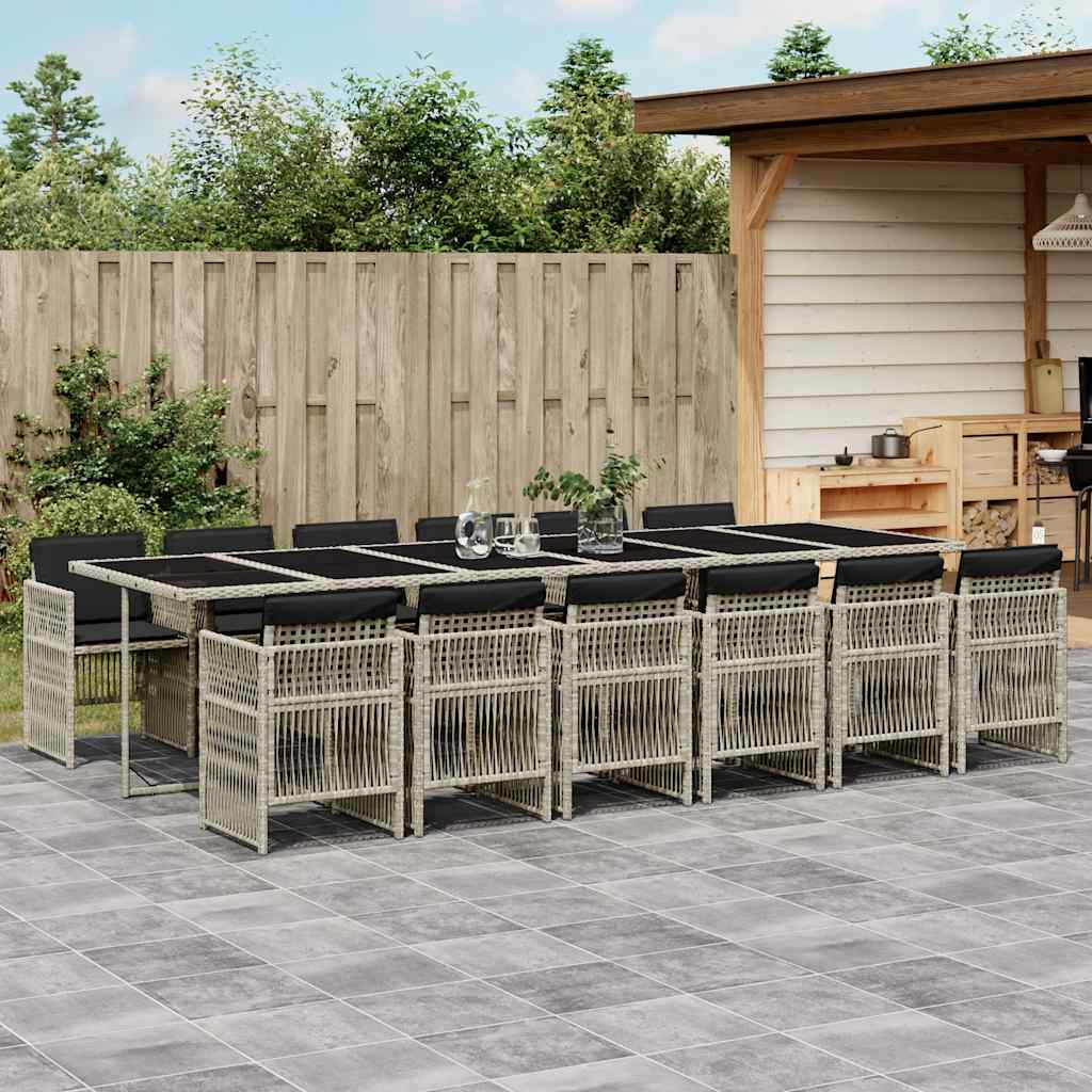 vidaXL 5-delige Tuinset met kussens poly rattan zwart