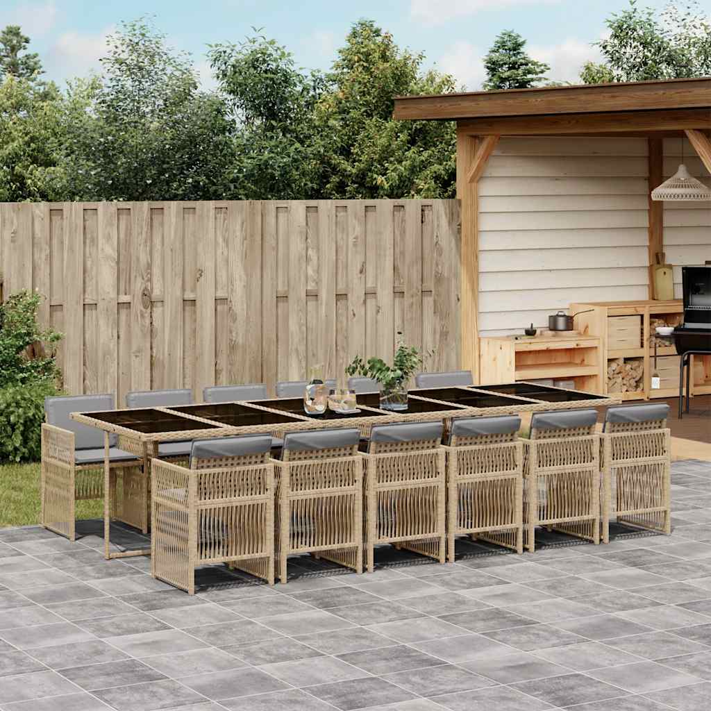 vidaXL 5-delige Tuinset met kussens poly rattan zwart