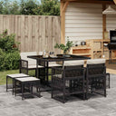vidaXL 9-delige Tuinset poly rattan zwart