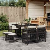 vidaXL 9-delige Tuinset poly rattan zwart