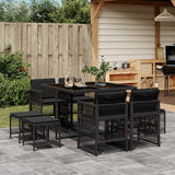 vidaXL 9-delige Tuinset poly rattan zwart