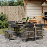 vidaXL 9-delige Tuinset poly rattan zwart