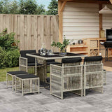 vidaXL 9-delige Tuinset poly rattan zwart
