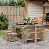 vidaXL 9-delige Tuinset poly rattan zwart
