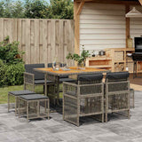 vidaXL 9-delige Tuinset poly rattan zwart