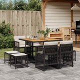 vidaXL 9-delige Tuinset poly rattan zwart