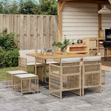 vidaXL 9-delige Tuinset poly rattan zwart