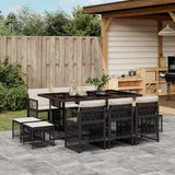 vidaXL 9-delige Tuinset poly rattan zwart