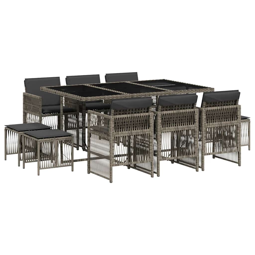 vidaXL 9-delige Tuinset poly rattan zwart