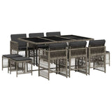 vidaXL 9-delige Tuinset poly rattan zwart