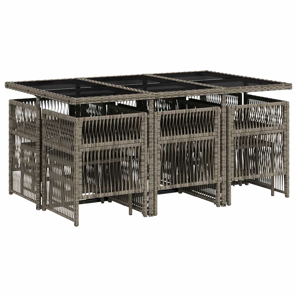 vidaXL 9-delige Tuinset poly rattan zwart