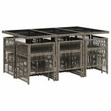 vidaXL 9-delige Tuinset poly rattan zwart
