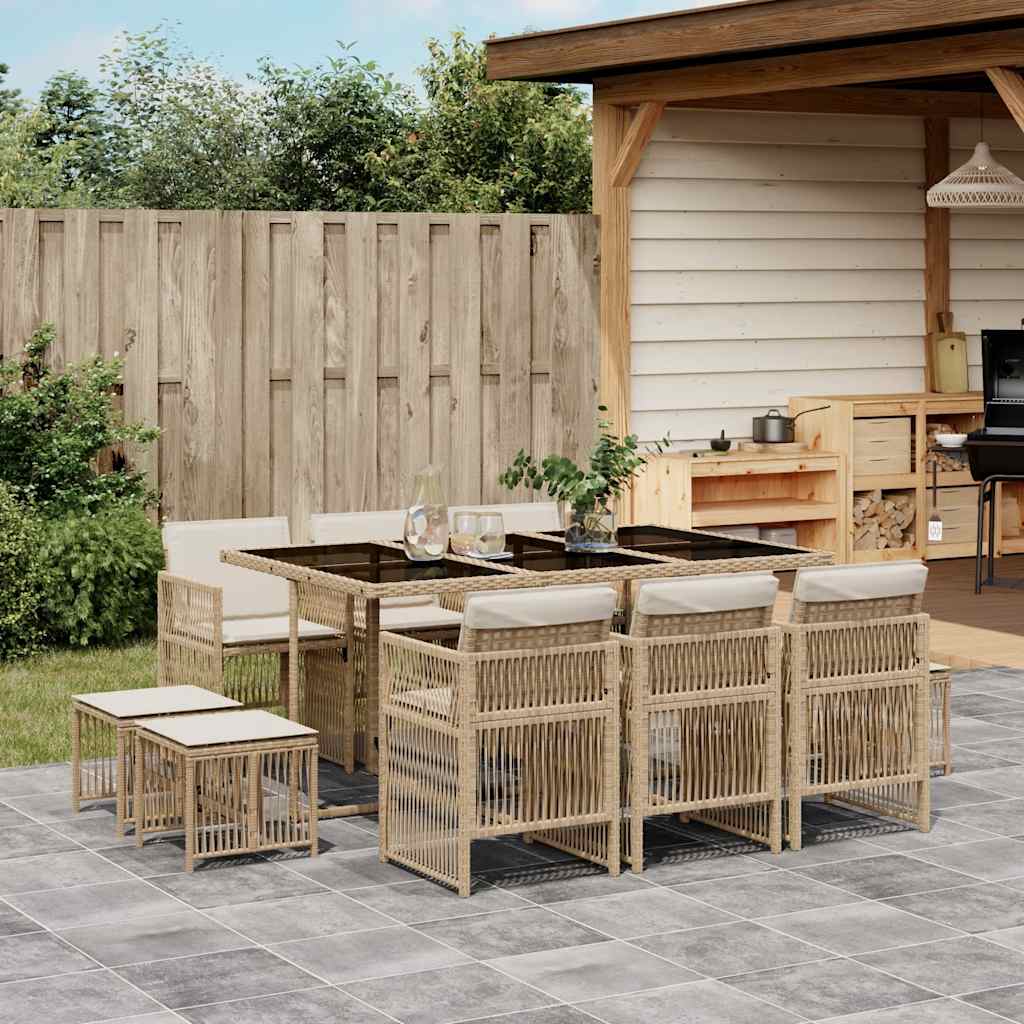 vidaXL 9-delige Tuinset poly rattan zwart