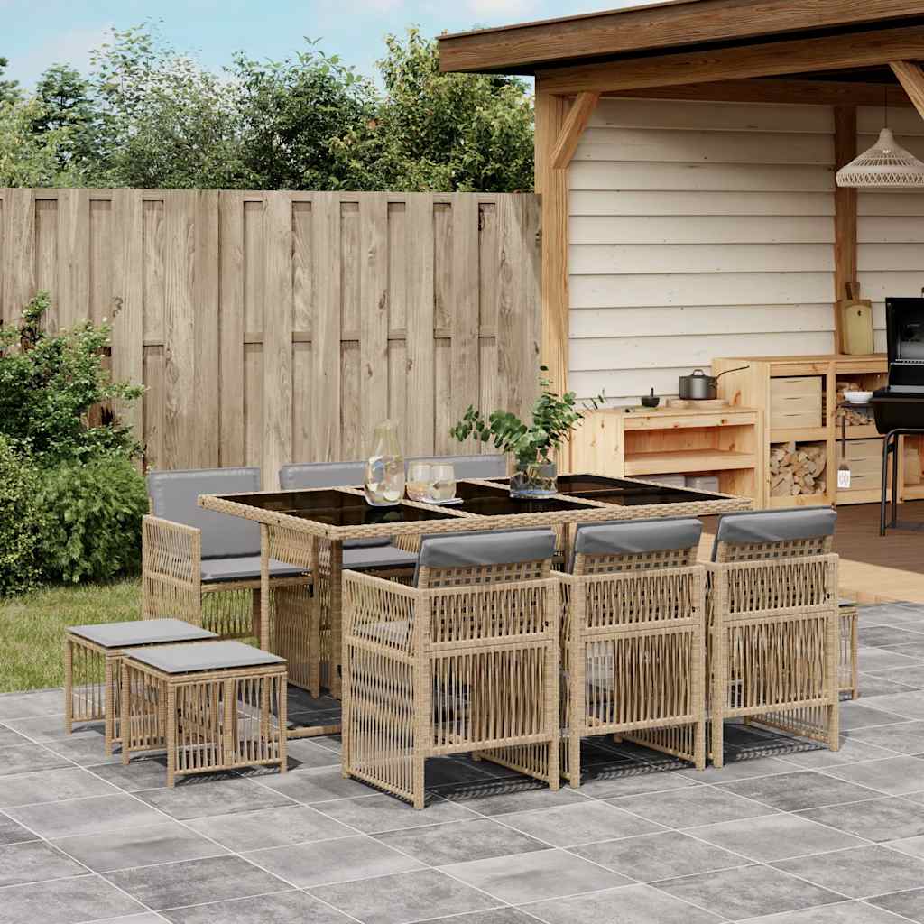 vidaXL 9-delige Tuinset poly rattan zwart