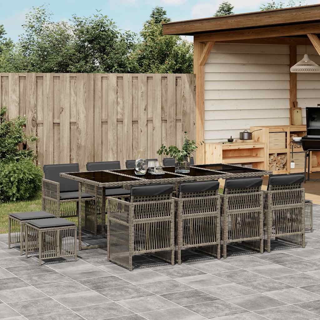 vidaXL 9-delige Tuinset poly rattan zwart