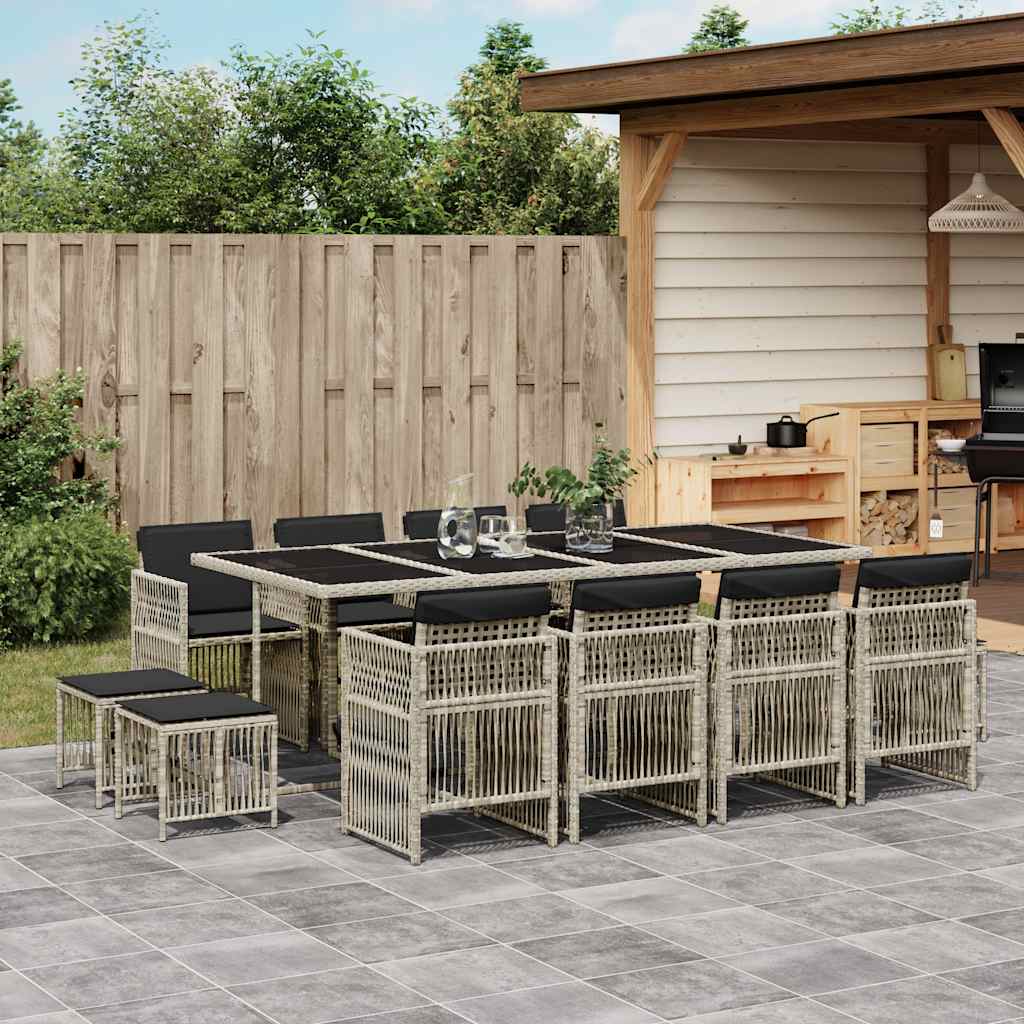 vidaXL 9-delige Tuinset poly rattan zwart