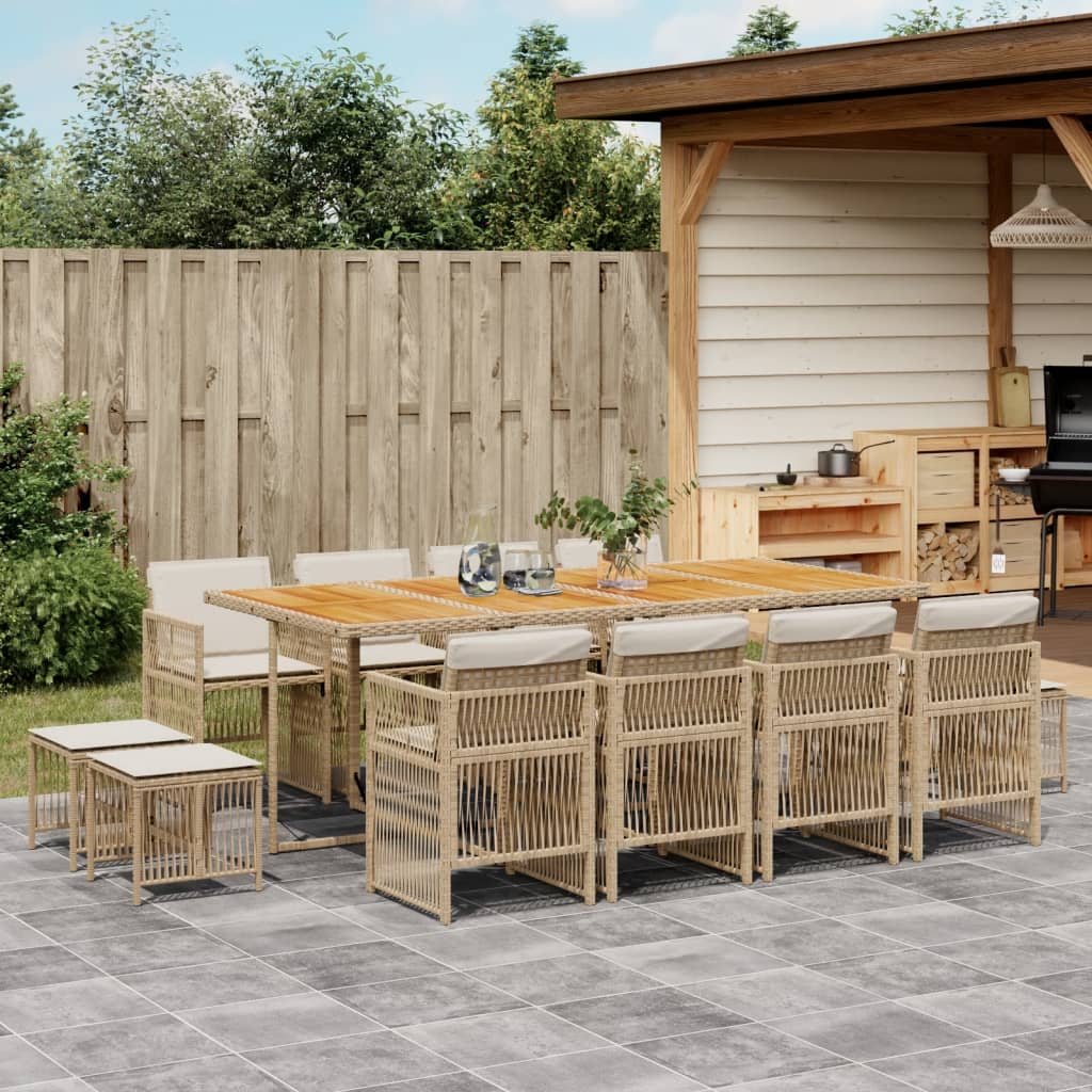 vidaXL 9-delige Tuinset poly rattan zwart