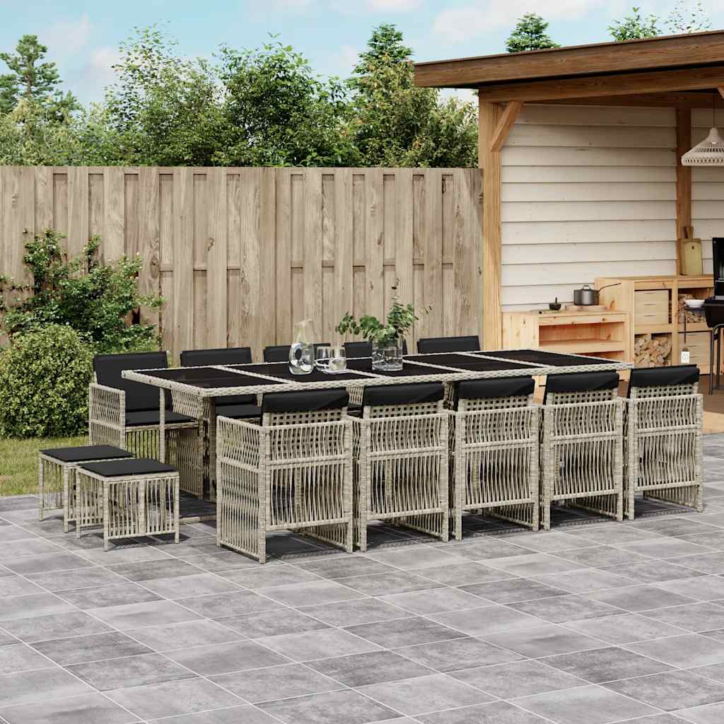 vidaXL 9-delige Tuinset poly rattan zwart
