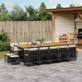 vidaXL 9-delige Tuinset poly rattan zwart