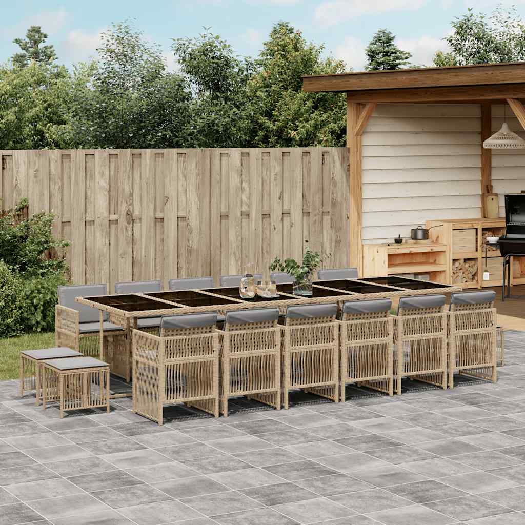 vidaXL 9-delige Tuinset poly rattan zwart