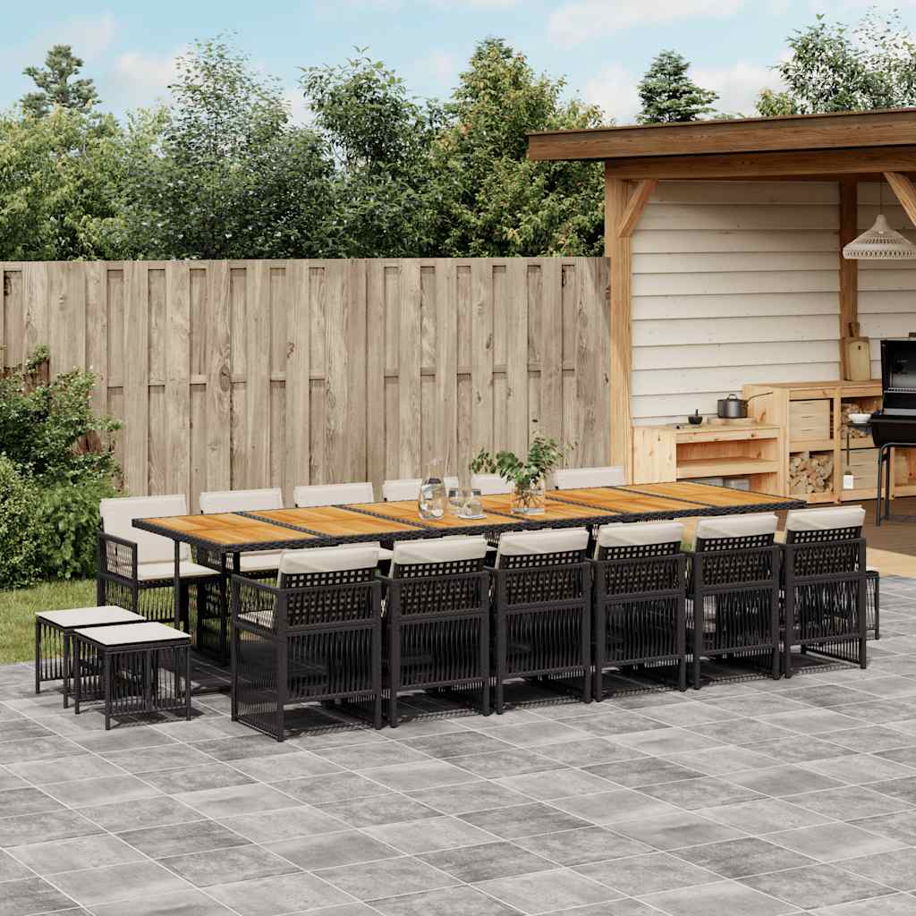 vidaXL 9-delige Tuinset poly rattan zwart