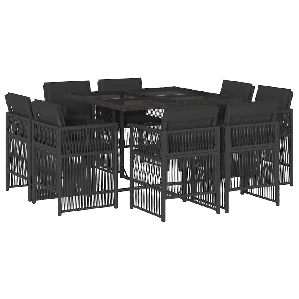 vidaXL 9-delige Tuinset poly rattan zwart