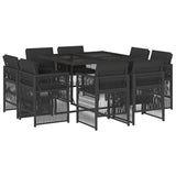 vidaXL 9-delige Tuinset poly rattan zwart