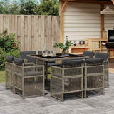 vidaXL 9-delige Tuinset poly rattan zwart