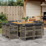 vidaXL 9-delige Tuinset poly rattan zwart