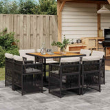 vidaXL 9-delige Tuinset poly rattan zwart