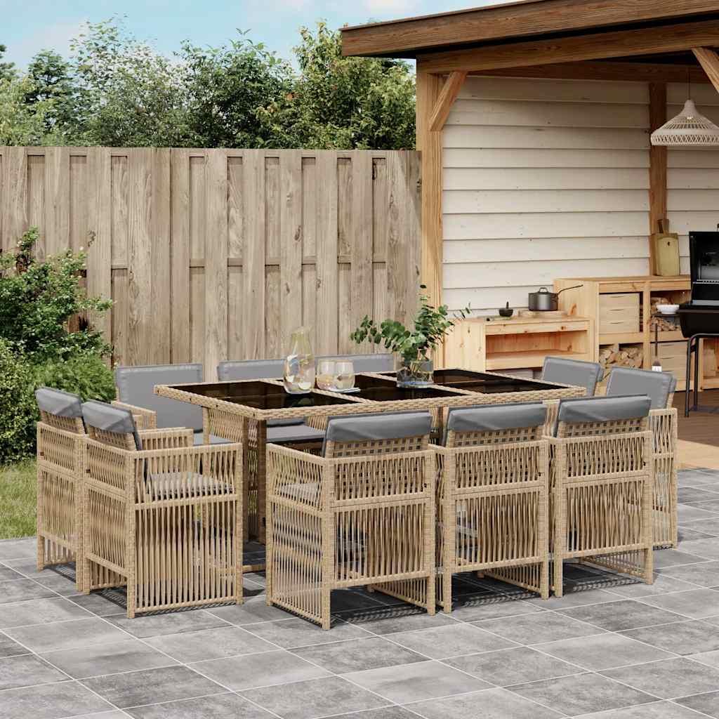 vidaXL 9-delige Tuinset poly rattan zwart