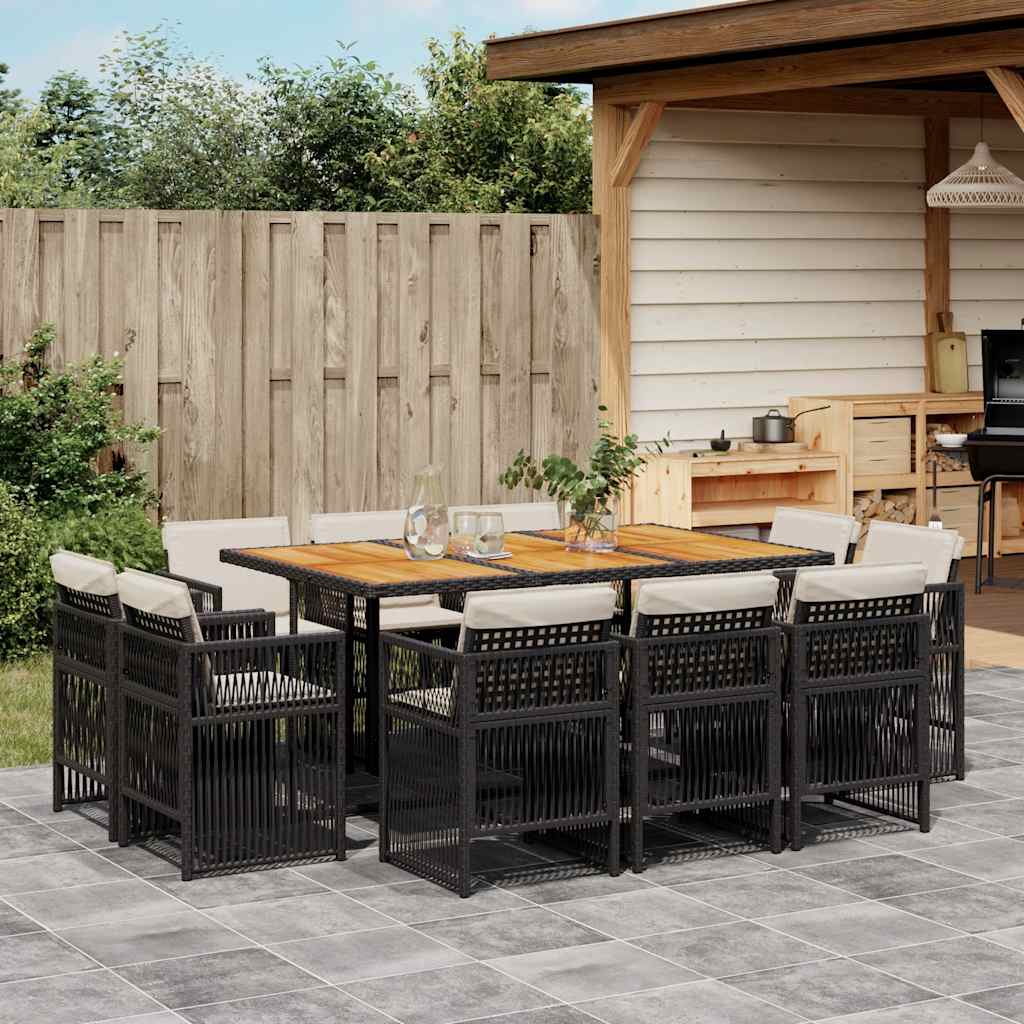 vidaXL 9-delige Tuinset poly rattan zwart