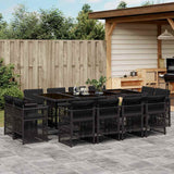 vidaXL 9-delige Tuinset poly rattan zwart